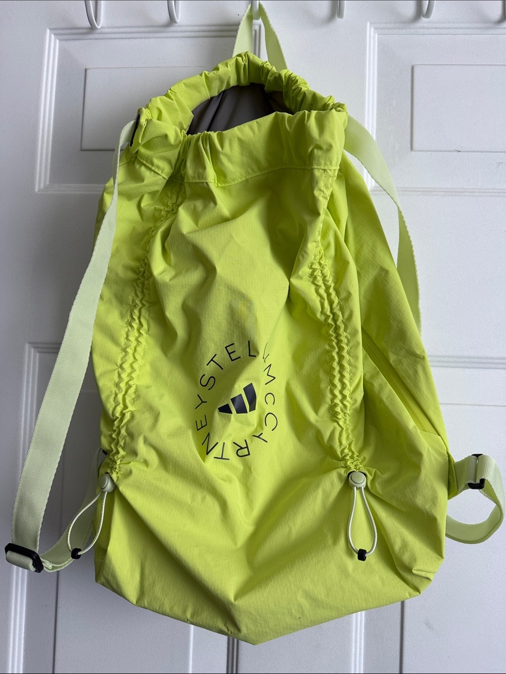 Stella McCartney for ADIDAS Neon Lime Drawstring Backpack with Logo
